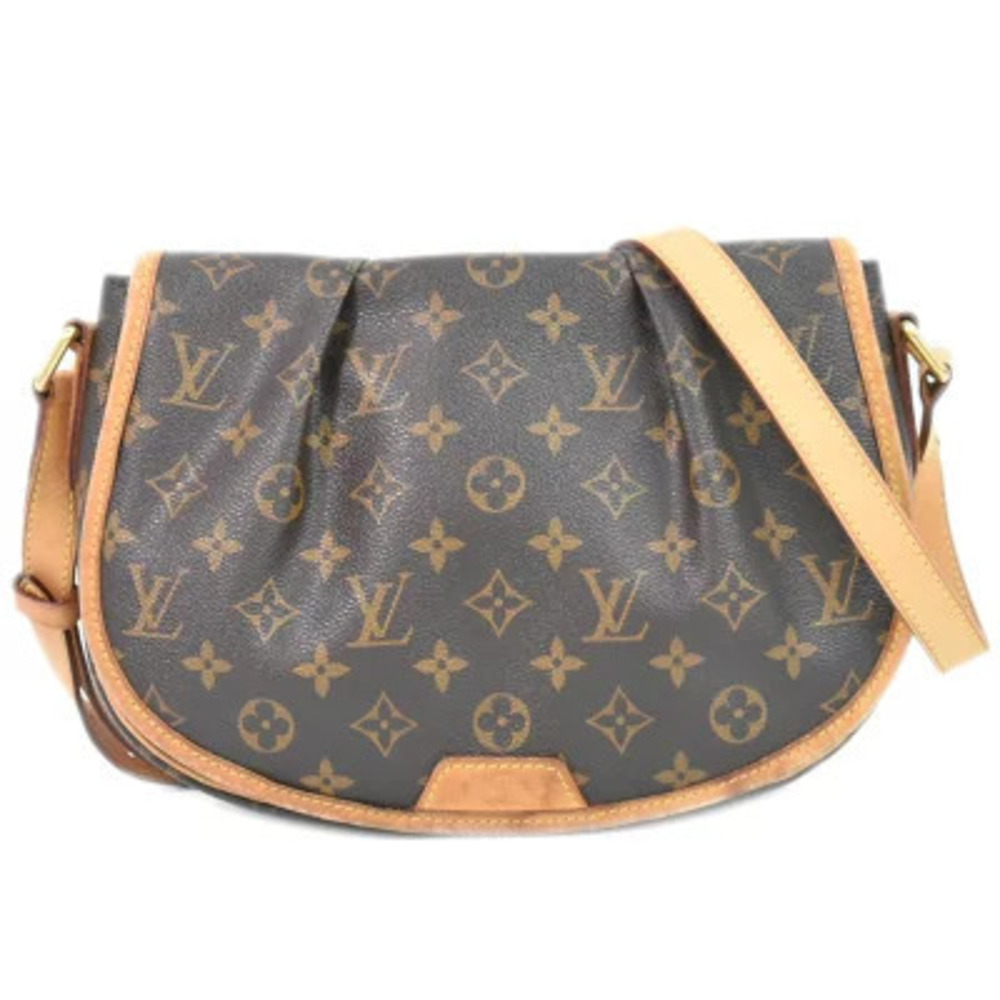 Louis Vuitton LV Menilmontant Monogram Shoulder Bag Canvas Leather Brown